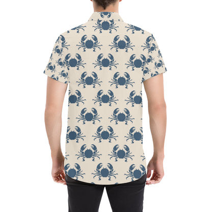 Crab Pattern Print Design 02 Men's Short Sleeve Button Up Shirt