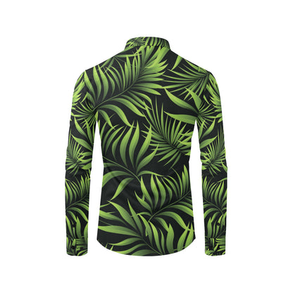 Palm Leaves Pattern Print Design PL07 Men's Long Sleeve Shirt