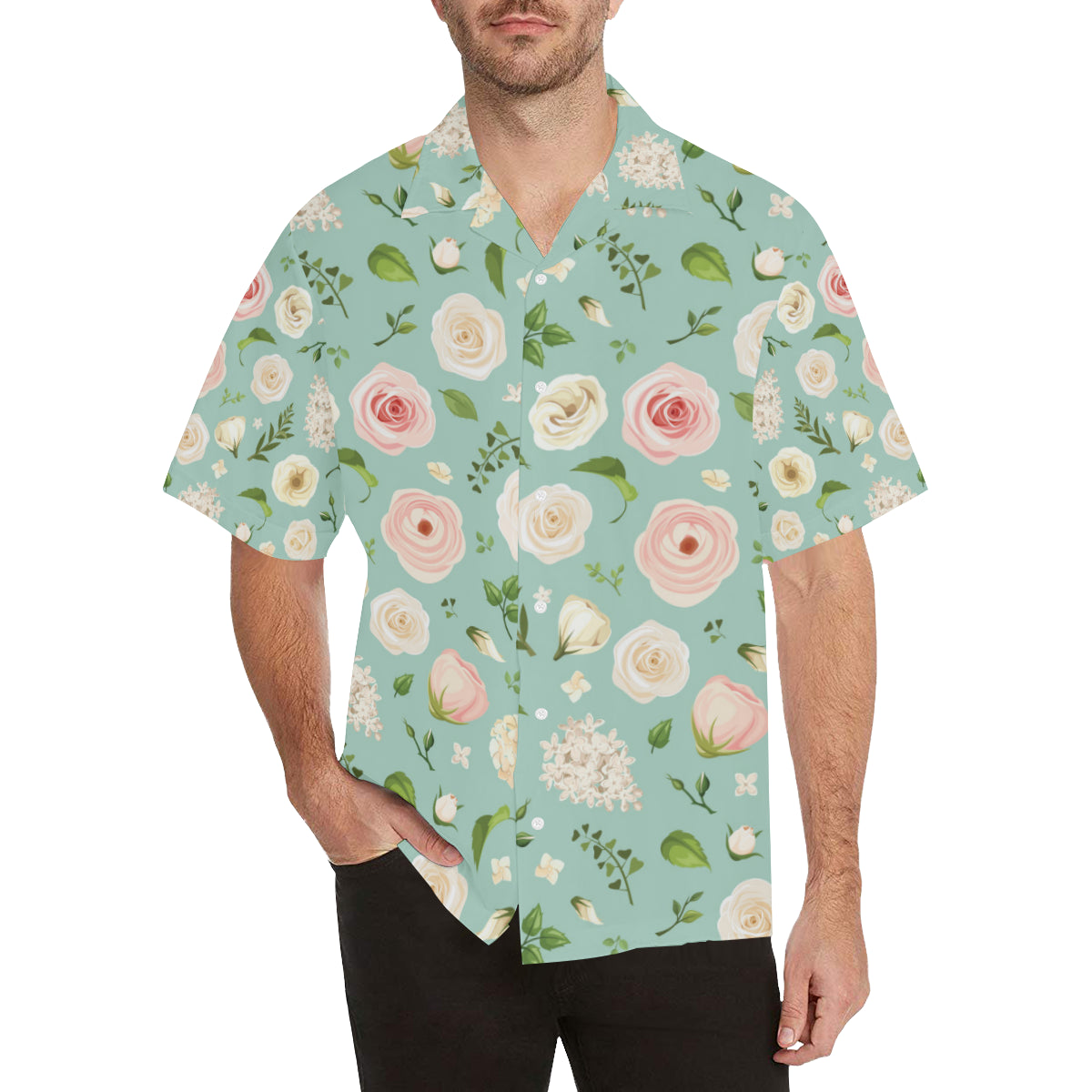 Lisianthus Pattern Print Design 01 Men's Hawaiian Shirt