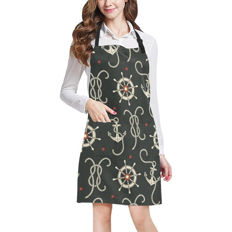 Nautical Anchor Pattern Apron with Pocket
