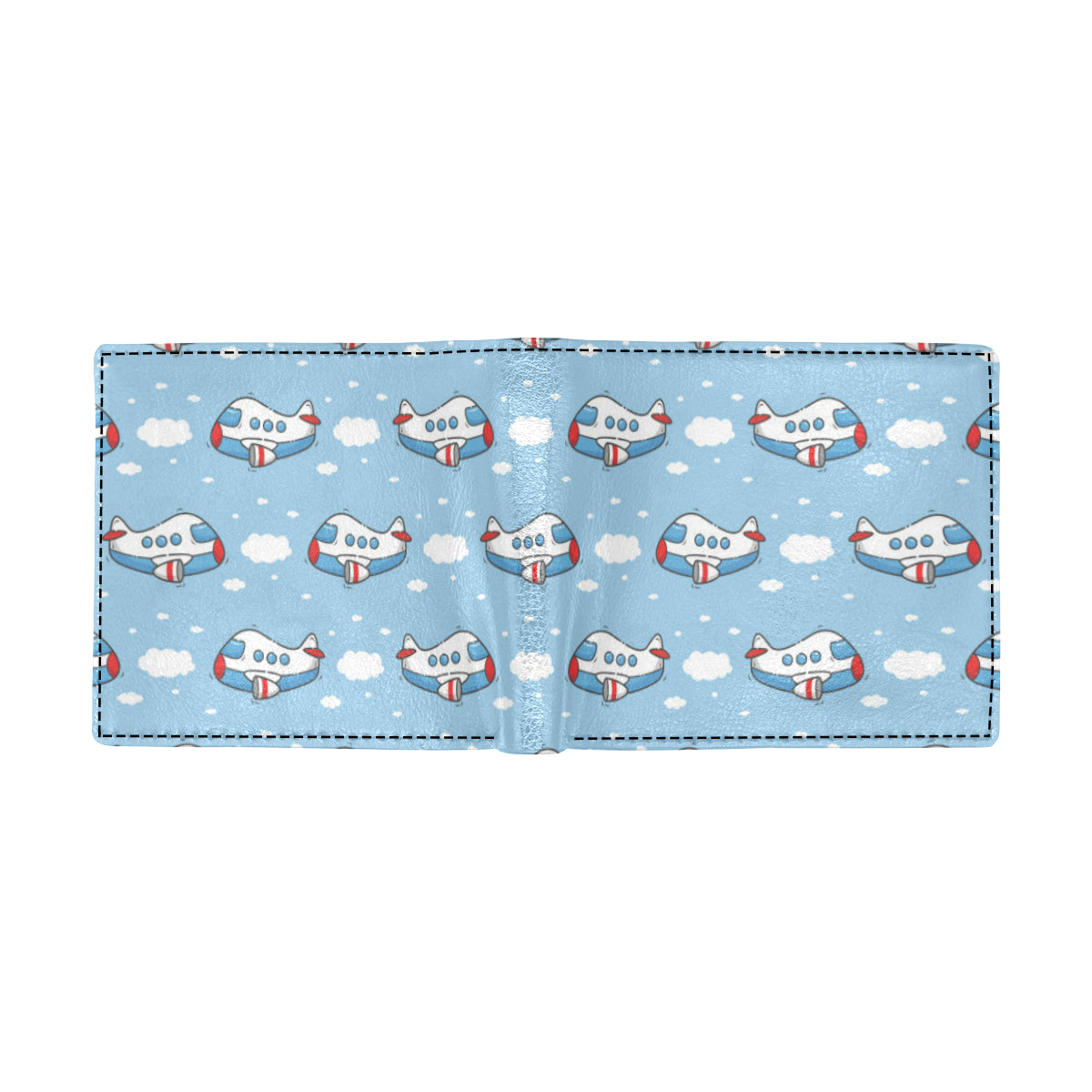 Airplane Cartoon Pattern Print Design 07 Men's ID Card Wallet