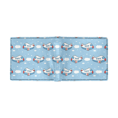 Airplane Cartoon Pattern Print Design 07 Men's ID Card Wallet