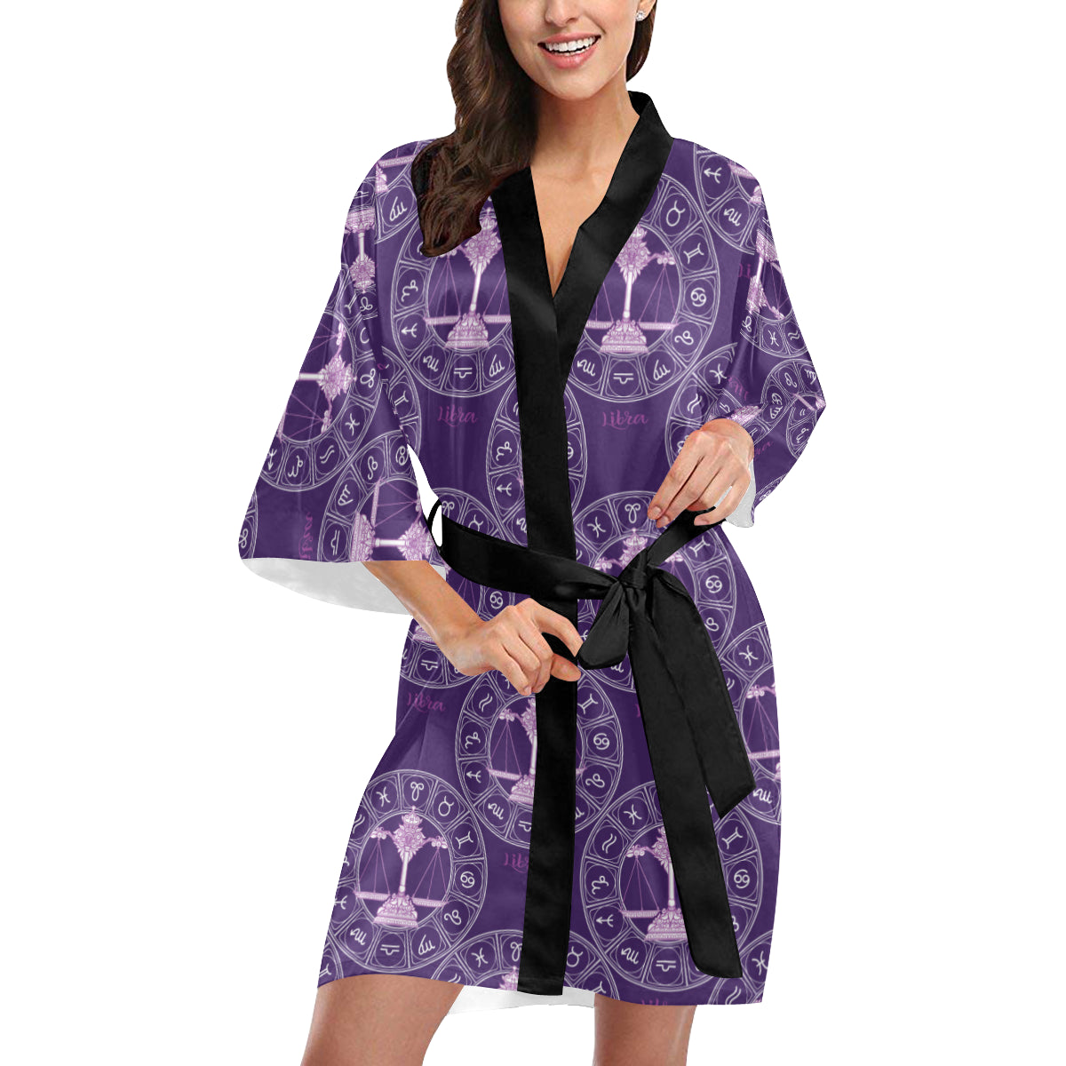 Libra Pattern Print Design 03 Women's Short Kimono