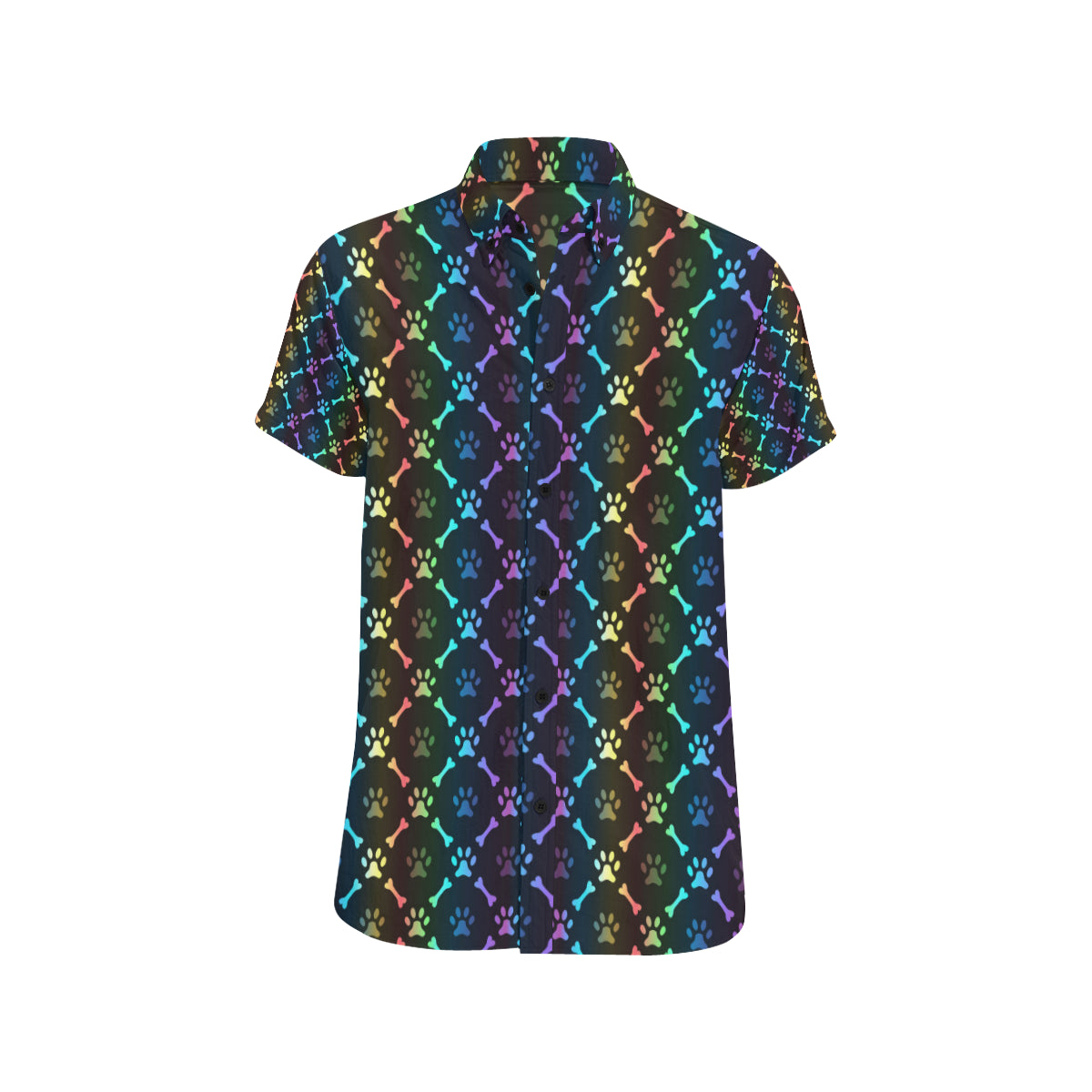 Paw Rainbow Pattern Print Design A01 Men's Short Sleeve Button Up Shirt