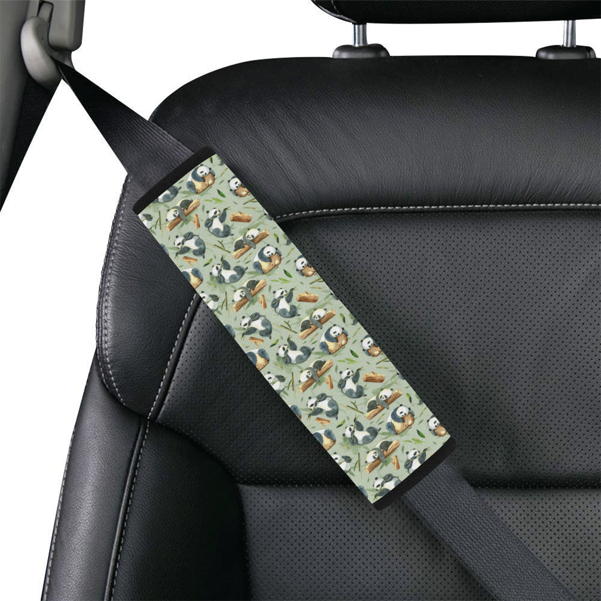 Panda Bear Design Bamboo Print Car Seat Belt Cover
