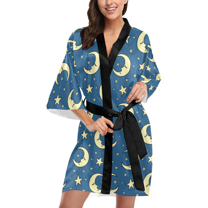 Moon Night Pattern Print Design 03 Women's Short Kimono