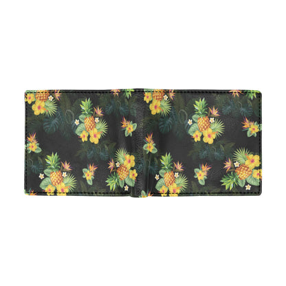 Pineapple Tropical Flower Print Pattern Men's ID Card Wallet