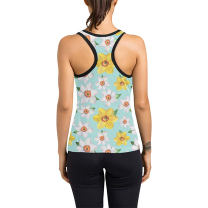 Daffodils Pattern Print Design DF07 Women's Racerback Tank Top