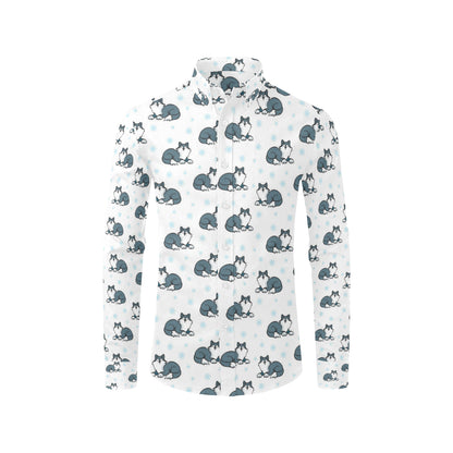 Alaskan Malamute Pattern Print Design 03 Men's Long Sleeve Shirt