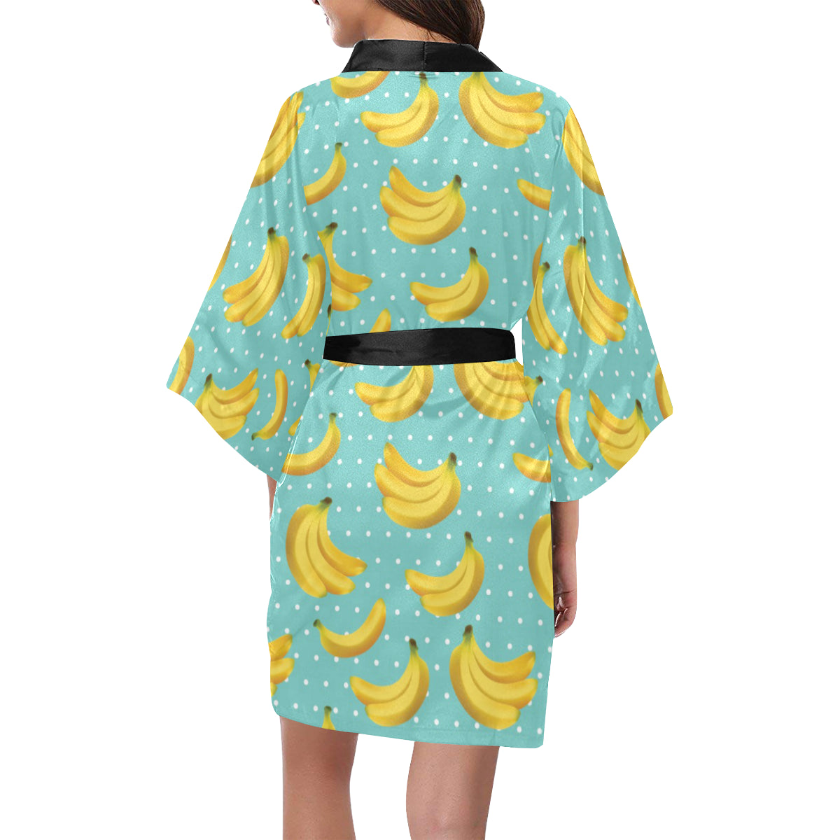 Banana Pattern Print Design BA02 Women's Short Kimono