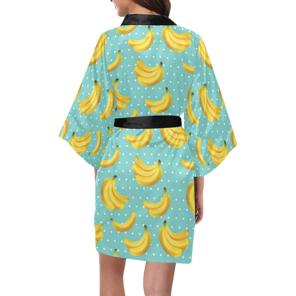 Banana Pattern Print Design BA02 Women's Short Kimono