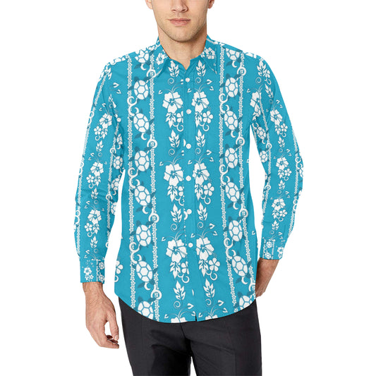 Hawaiian Themed Pattern Print Design H025 Men's Long Sleeve Shirt