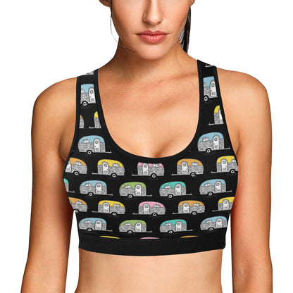 Camper Pattern Camping Themed No 2 Print Sports Bra