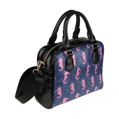 SeaHorse Pink Pattern Print Design 02 Shoulder Handbag