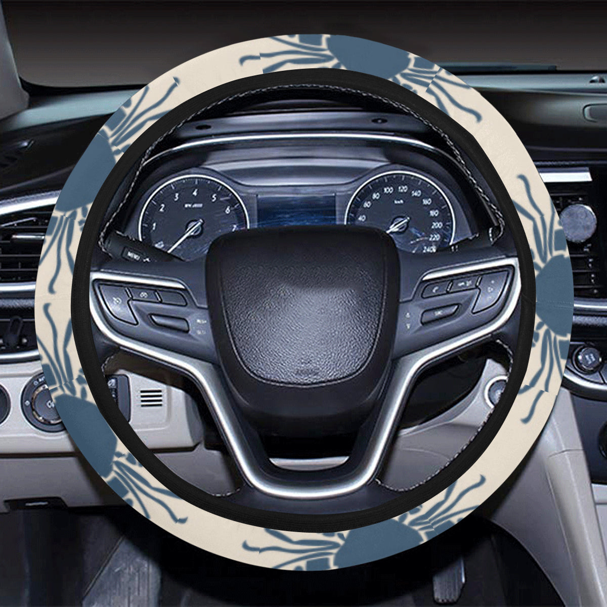 Crab Pattern Print Design 02 Steering Wheel Cover with Elastic Edge