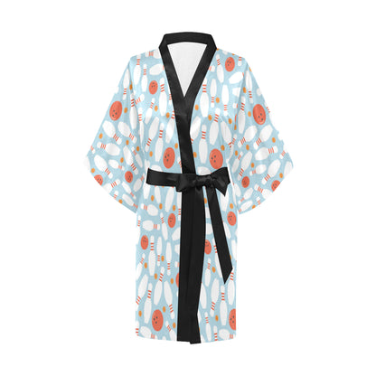 Bowling Pattern Print Design 09 Women's Short Kimono