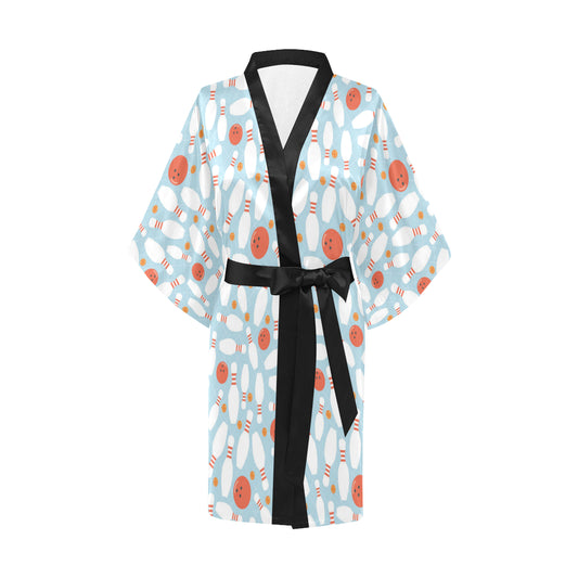 Bowling Pattern Print Design 09 Women's Short Kimono