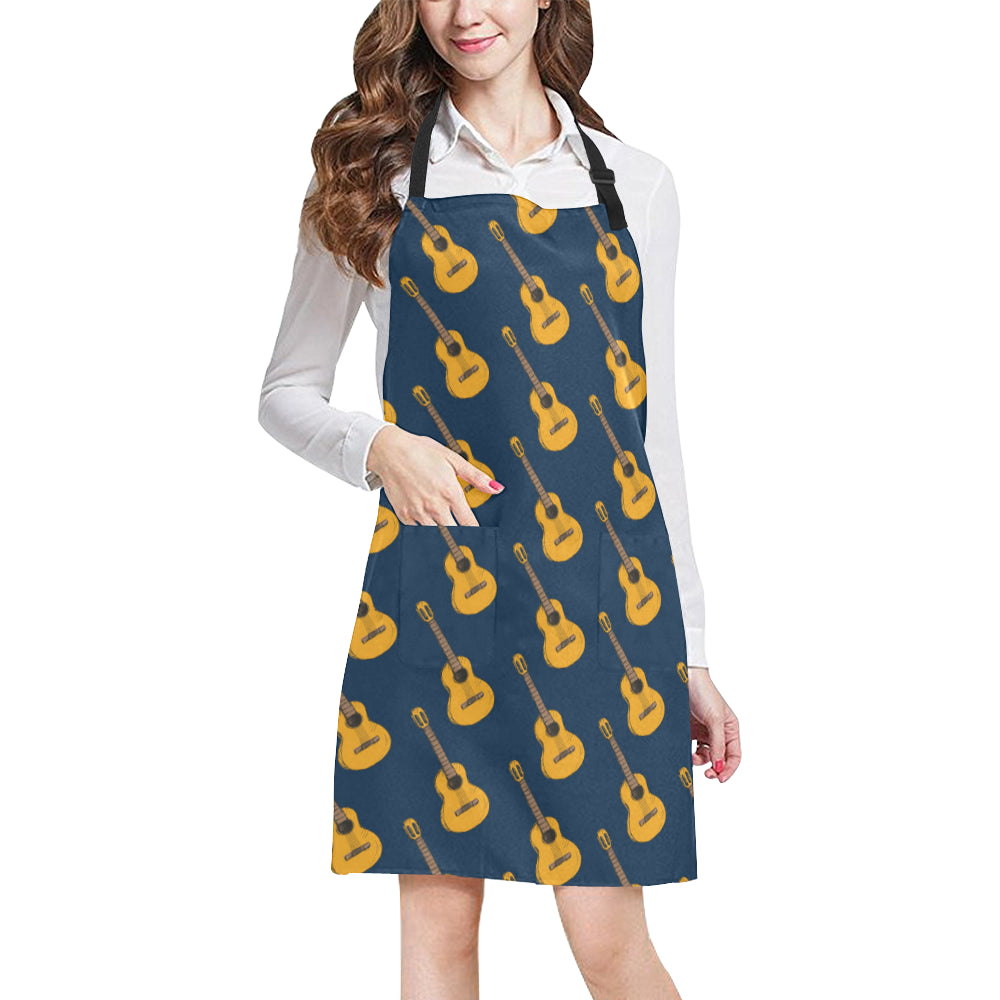 Acoustic Guitar Pattern Print Design 04 Apron with Pocket
