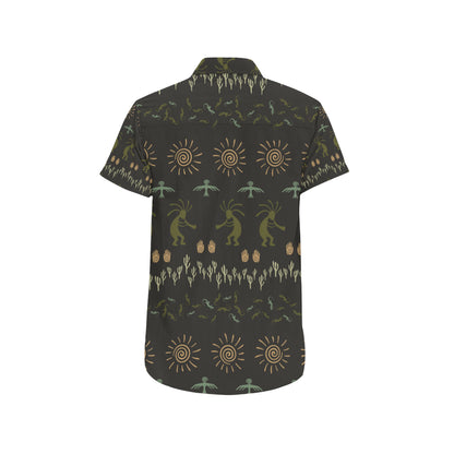 Mayan Pattern Print Design 04 Men's Short Sleeve Button Up Shirt
