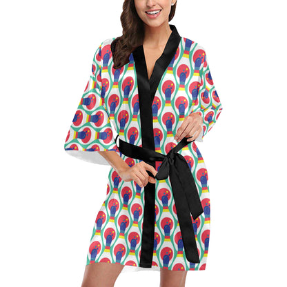 Bowling Pattern Print Design 05 Women's Short Kimono