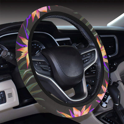 Hibiscus Pattern Print Design HB014 Steering Wheel Cover with Elastic Edge