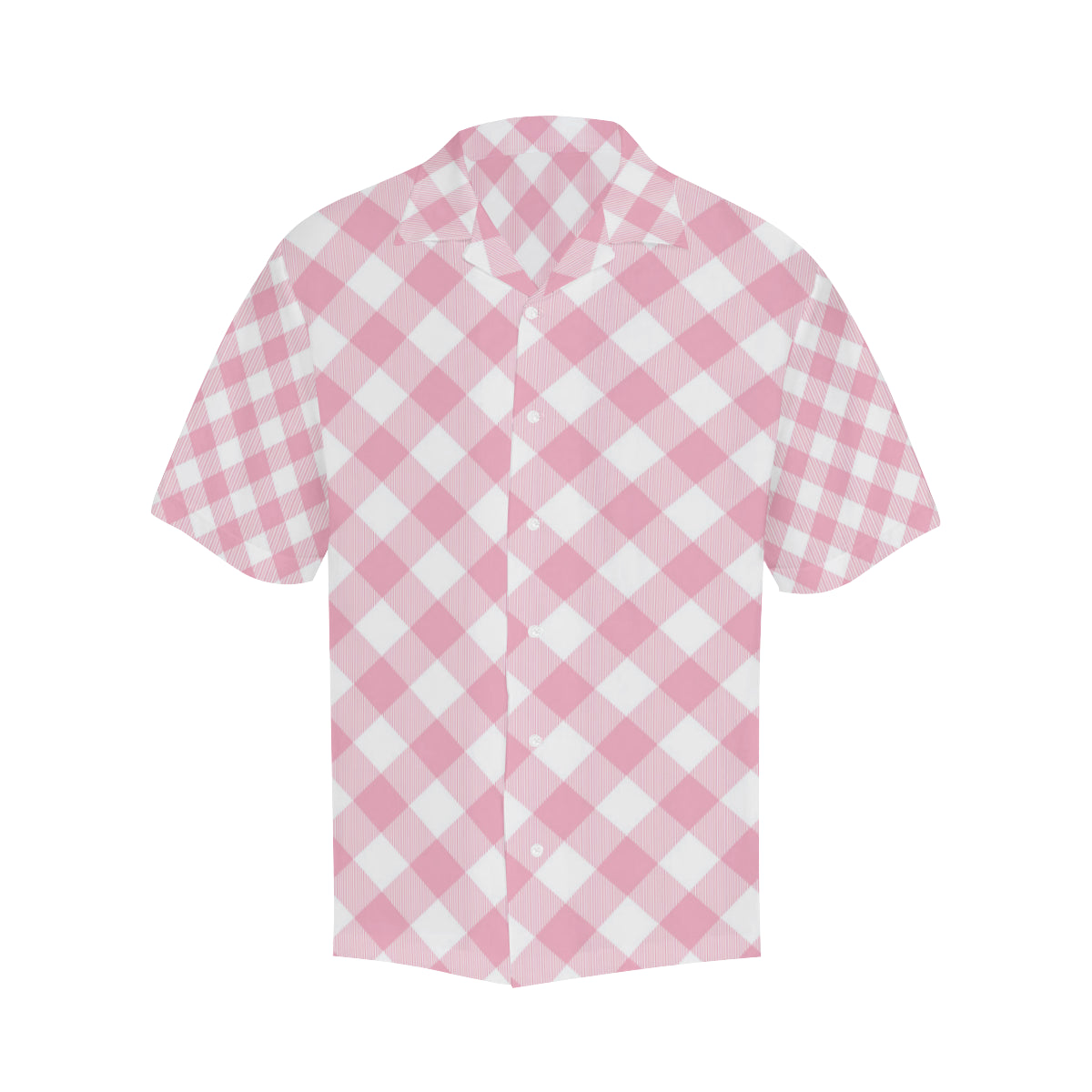 Gingham Pink Pattern Print Design 02 Men's Hawaiian Shirt