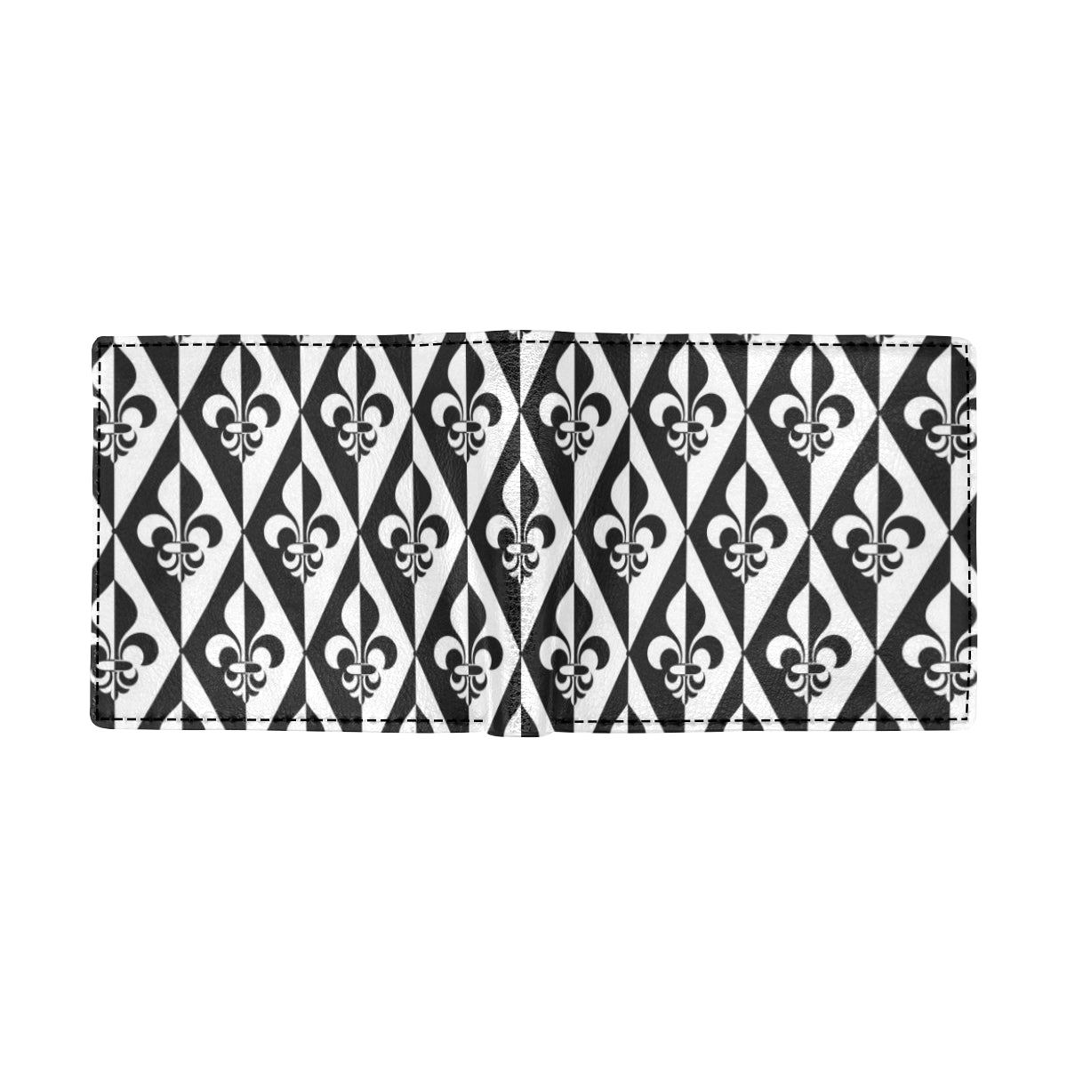 Fleur De Lis Black White Pattern Print Design 02 Men's ID Card Wallet