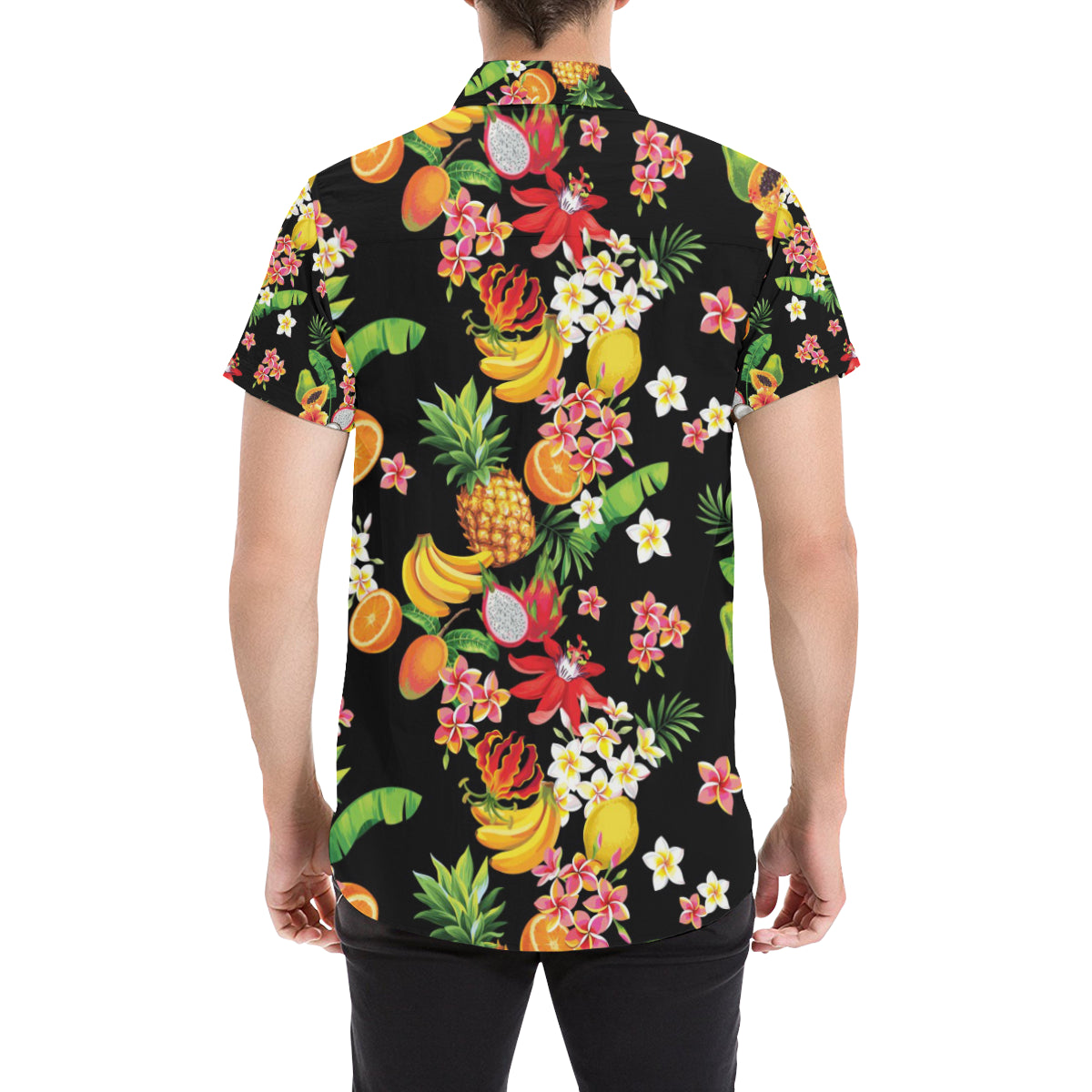 Tropical Fruits Pattern Print Design TF02 Men's Short Sleeve Button Up Shirt