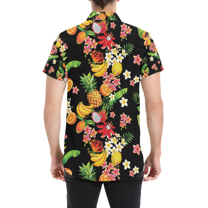 Tropical Fruits Pattern Print Design TF02 Men's Short Sleeve Button Up Shirt