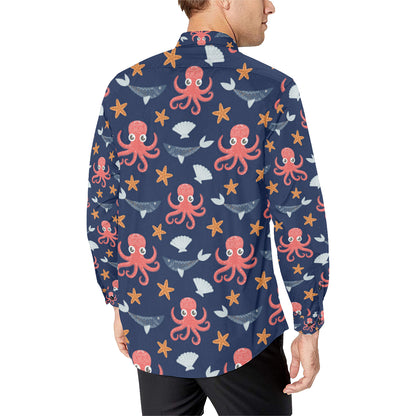 Octopus Pattern Print Design A04 Men's Long Sleeve Shirt