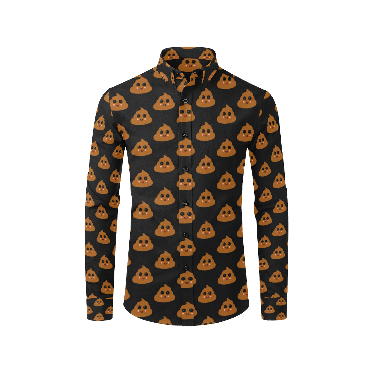 Poop Emoji Pattern Print Design A01 Men's Long Sleeve Shirt