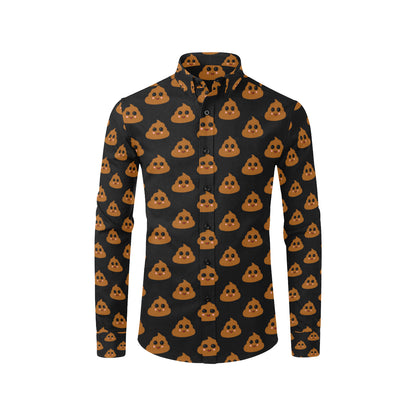 Poop Emoji Pattern Print Design A01 Men's Long Sleeve Shirt