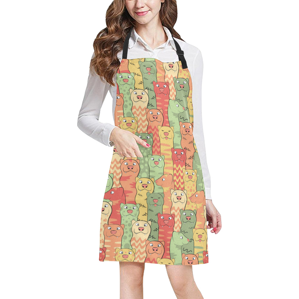 Ferret Pattern Print Design 01 Apron with Pocket