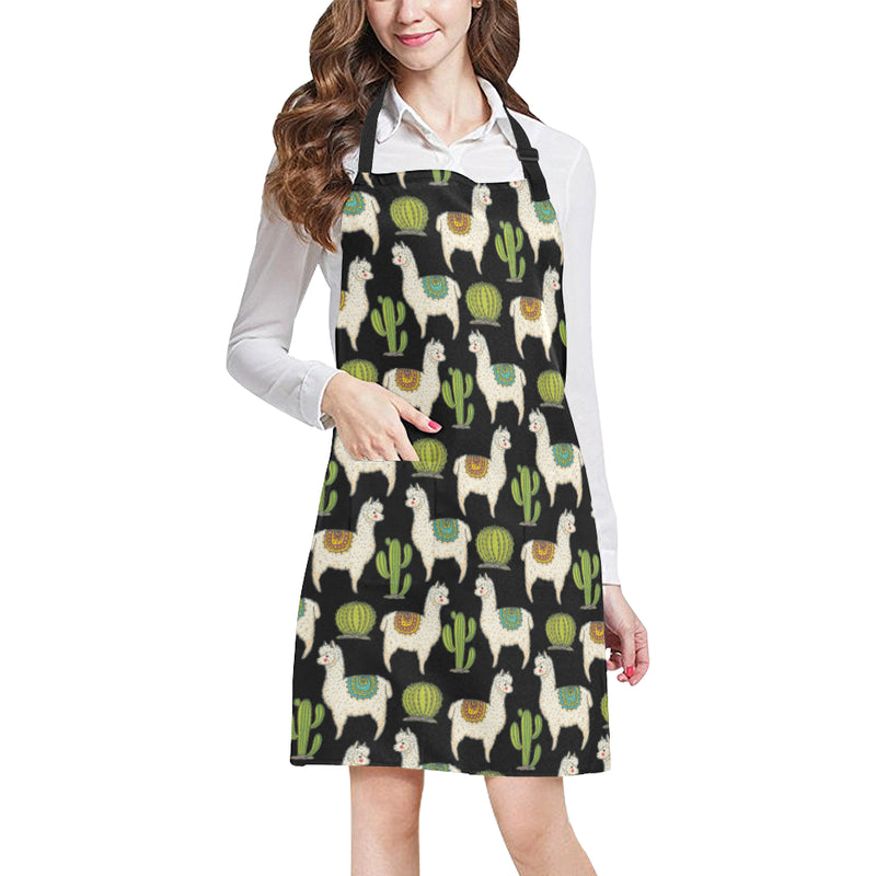 Alpaca Cactus Pattern Print Design 07 Apron with Pocket