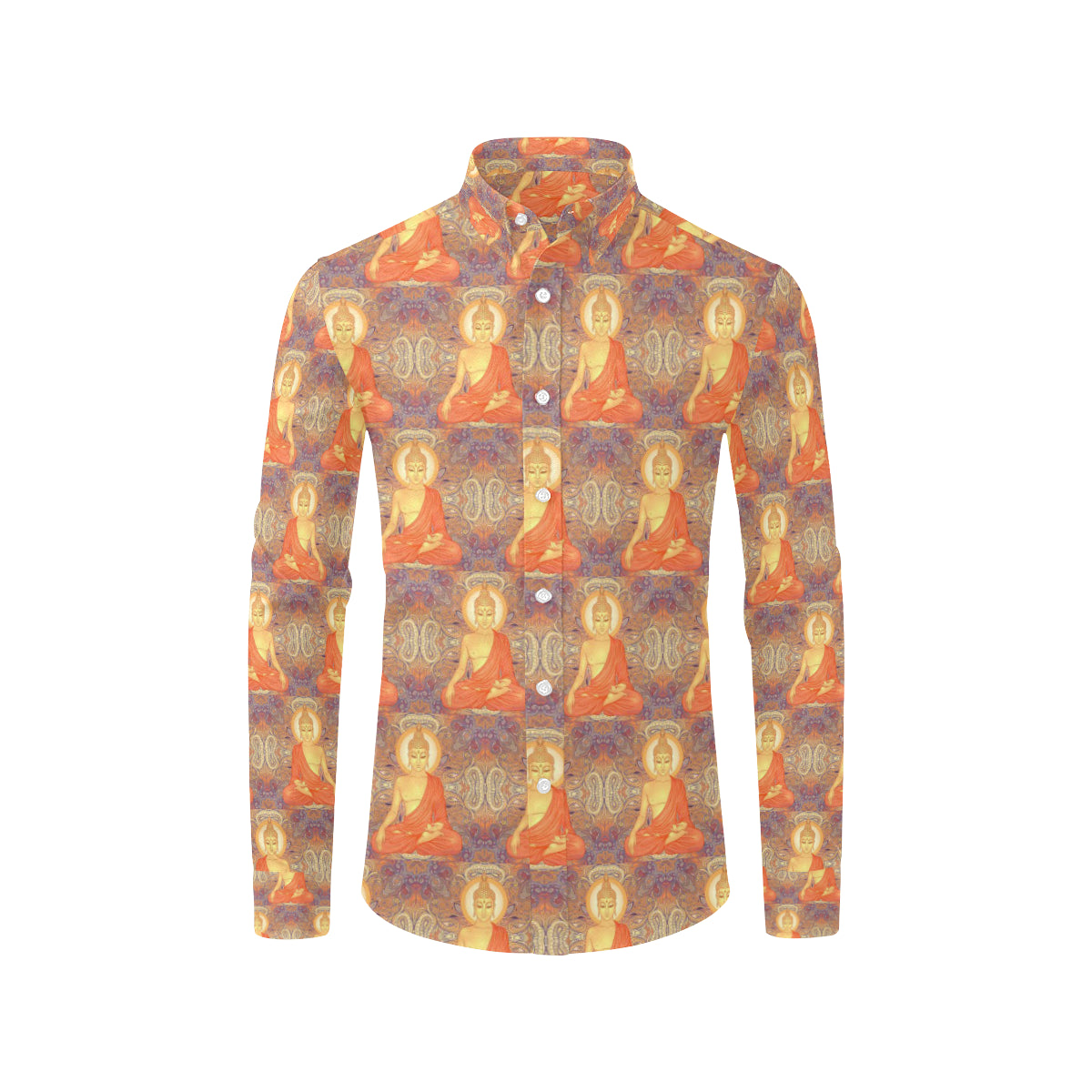 Buddha Indian Colorful Print Men's Long Sleeve Shirt