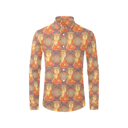 Buddha Indian Colorful Print Men's Long Sleeve Shirt