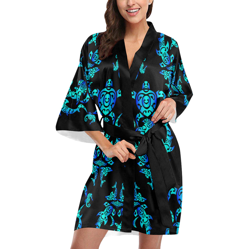 Sea turtle Polynesian Tribal Hawaiian Women's Short Kimono