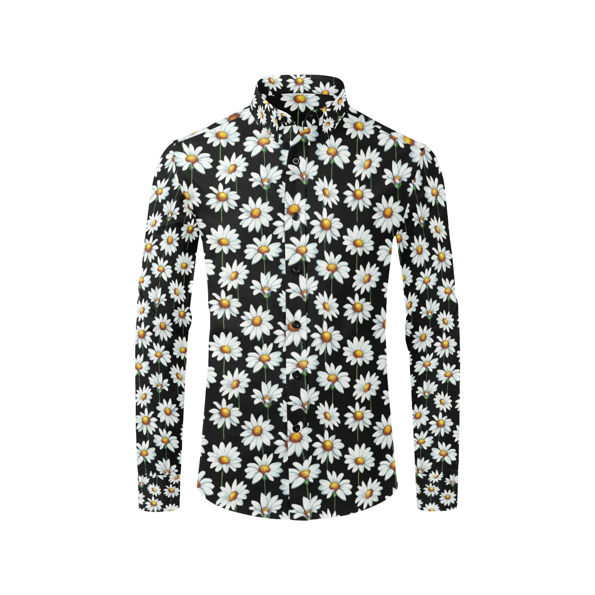 Daisy Print Pattern Men's Long Sleeve Shirt