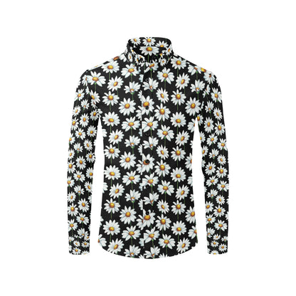 Daisy Print Pattern Men's Long Sleeve Shirt