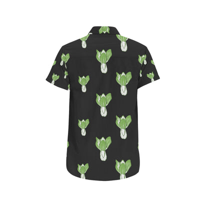 Kale Pattern Print Design 02 Men's Short Sleeve Button Up Shirt