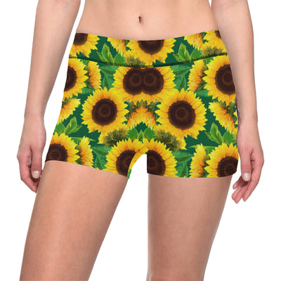 Sunflower Pattern Print Design SF02 Yoga Shorts