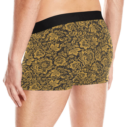 Brocade Gold Pattern Print Design 01 Men's Boxer Briefs