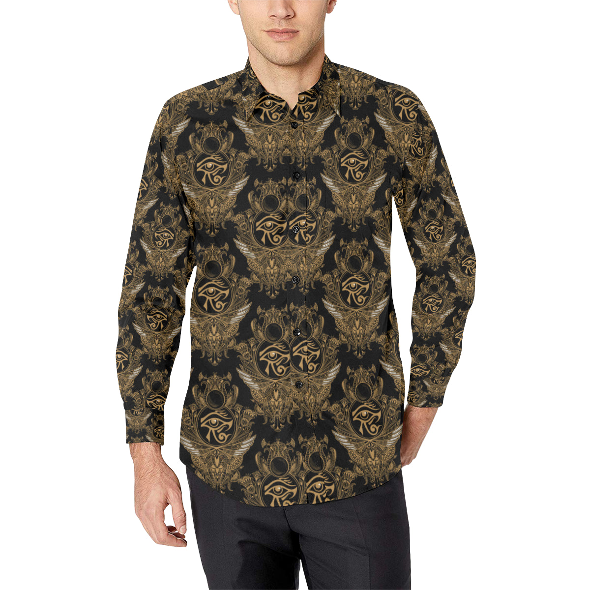 Eye of Horus Mandala Style Men's Long Sleeve Shirt