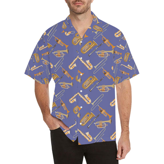 Trombone Pattern Print Design 02 Men's Hawaiian Shirt