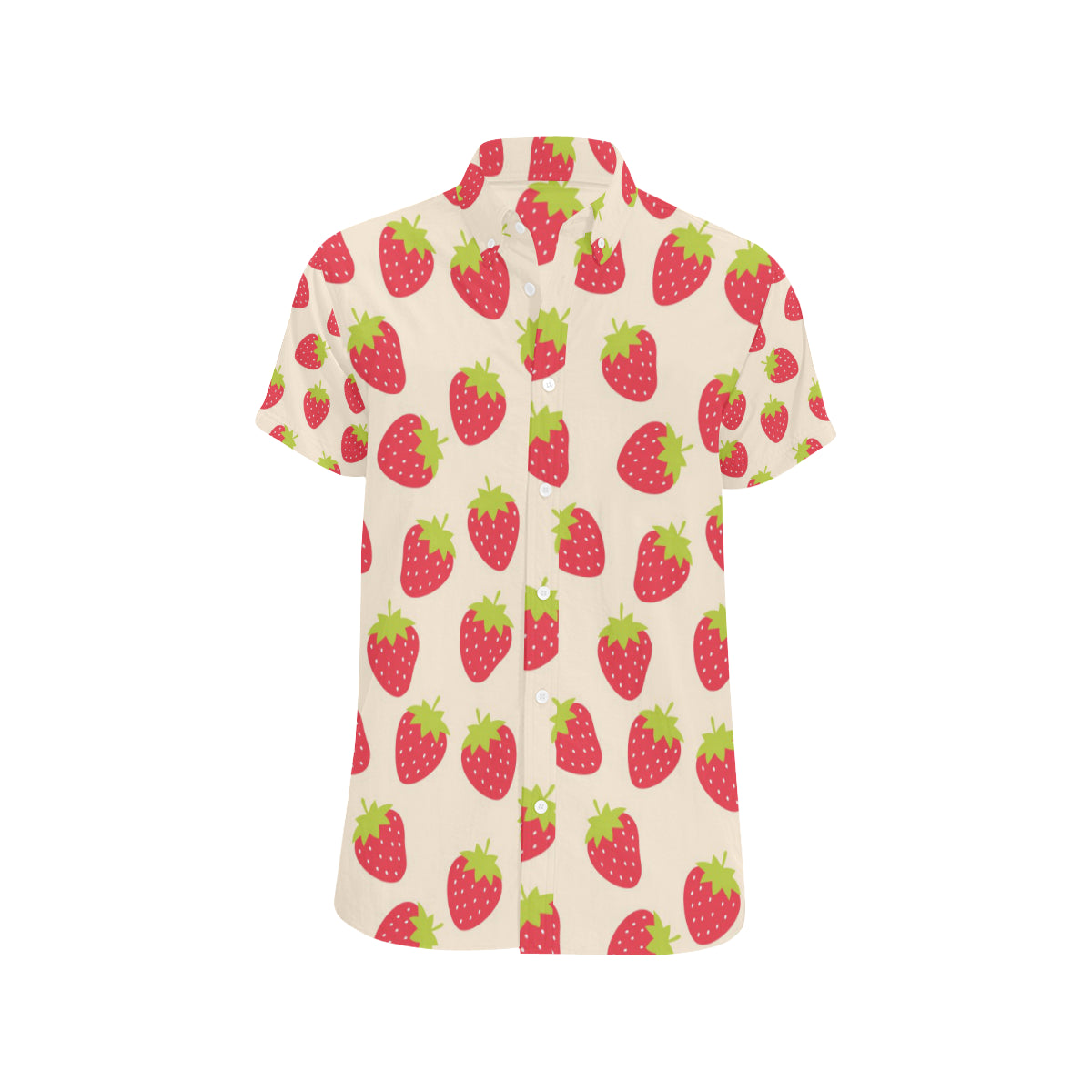 Strawberry Pattern Print Design SB02 Men's Short Sleeve Button Up Shirt