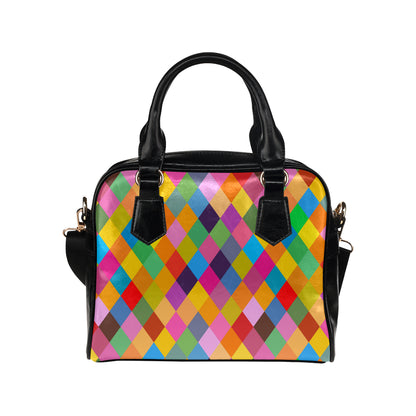 Harlequin Pattern Print Design 02 Shoulder Handbag