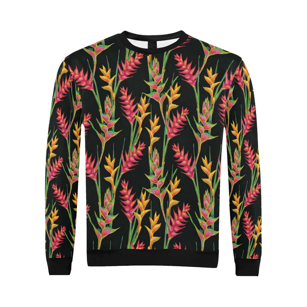 Heliconia Pattern Print Design HL01 Men Long Sleeve Sweatshirt