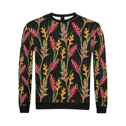 Heliconia Pattern Print Design HL01 Men Long Sleeve Sweatshirt