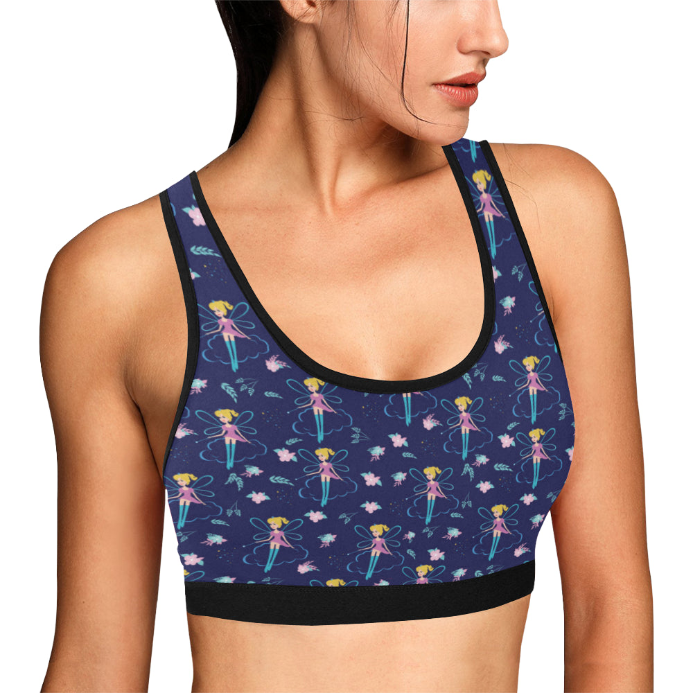 Fairy Cartoon Style Print Pattern Sports Bra