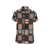 American flag Patchwork Design Men's Short Sleeve Button Up Shirt